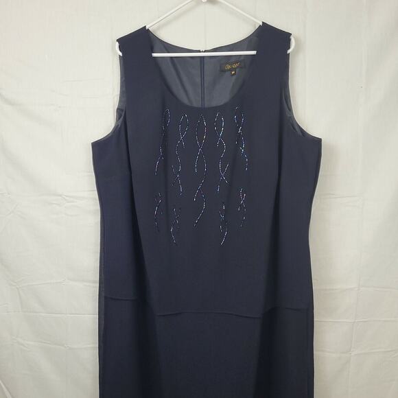 Oblique Womens Black Sleeveless Round Neck Knee Length Shift Dress Size 24 - Picture 3 of 8